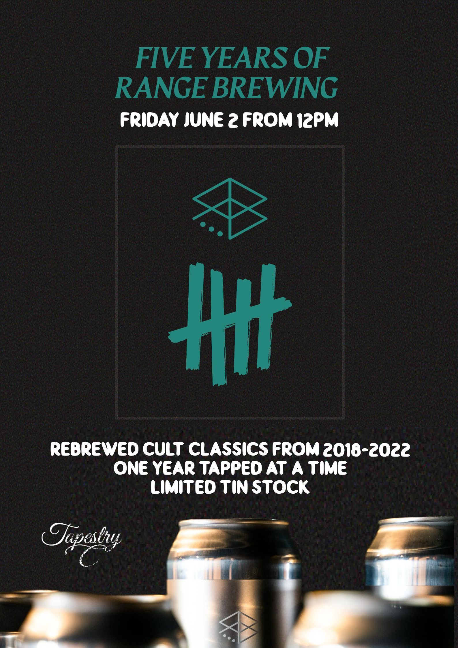 A poster for five years of range brewing
