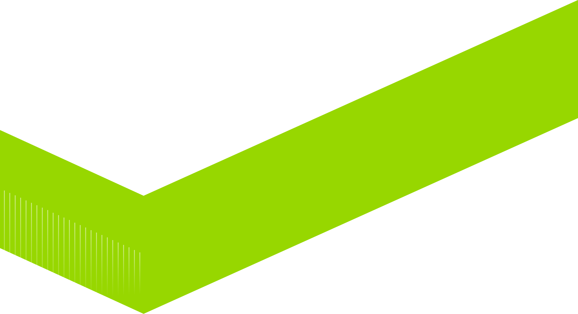 Bright lime-green checkmark shape on a white background | Orem's Garage