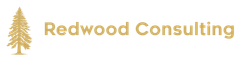 Redwood Consulting logo with a gold tree icon and text on a light background