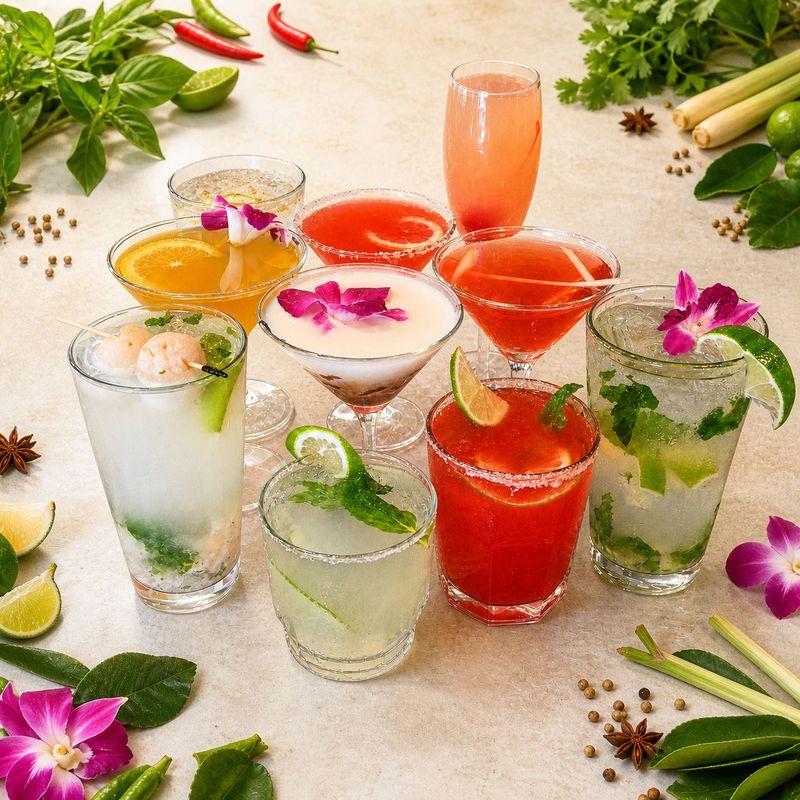 A full table of Thai cocktails