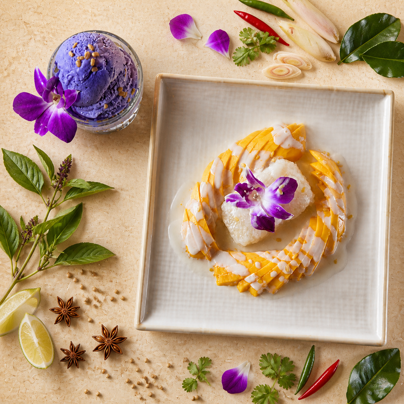 Mango sticky rice dessert