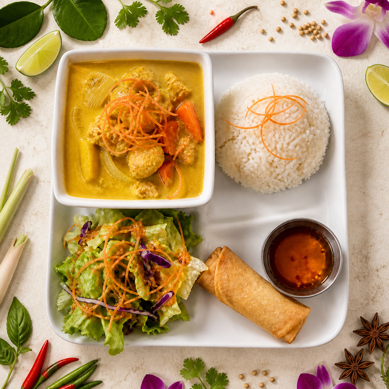 Yellow curry combination plate