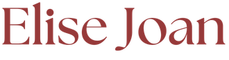 Maroon serif text reading “Elise Joan” on a white background