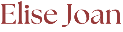 Maroon serif text reading “Elise Joan” on a white background