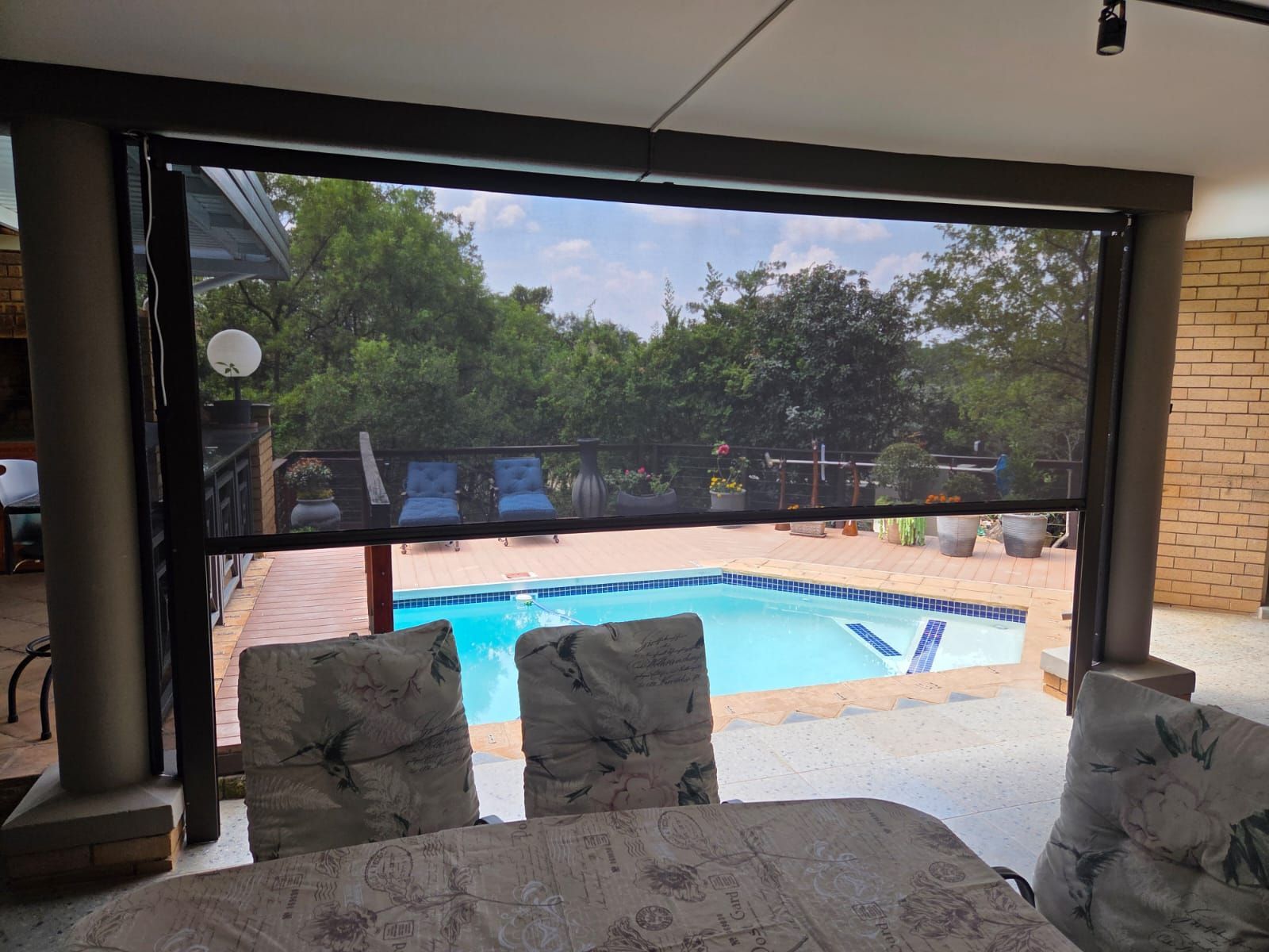Custom outdoor roller blinds installed by SunShade in Pretoria East.
