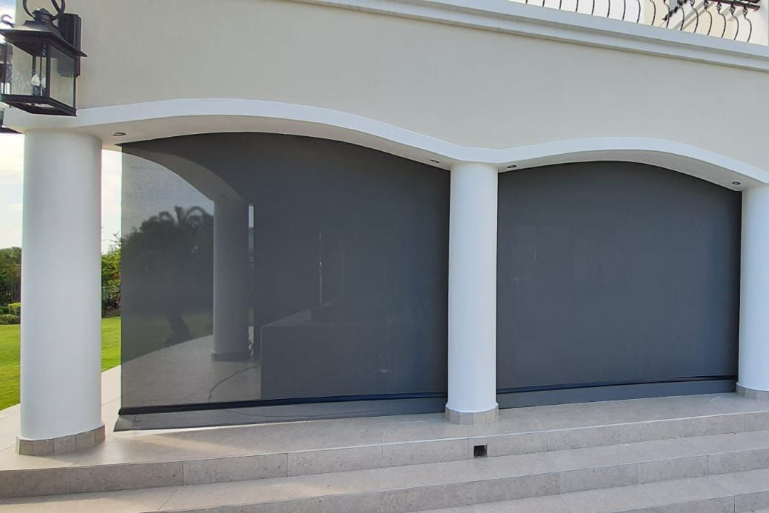 Custom drop-down outdoor blinds installed by SunShade in Fourways, Johannesburg.