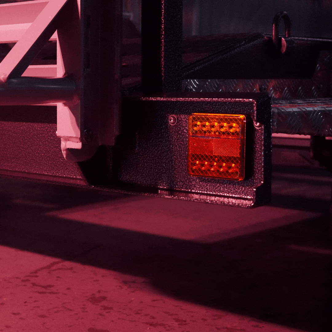 Heavy Duty tail lights for plant trailer.  Expertly wired to work in sync with tow vehicle.