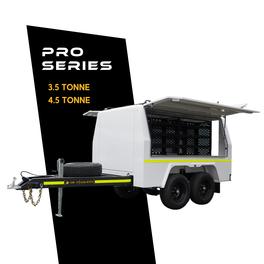 Ox Trailers Mobile workspace trailer, heavy duty, australian made tandem axle workspace trailer for mobile welders.