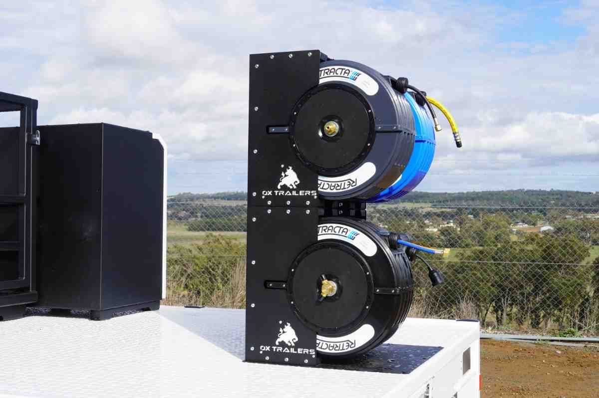 2 x 2-reel towers installed on the rear of an Ox Trailer