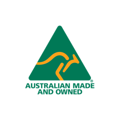 Ox Trailers Australian Made and Owned Certification Logo with a golden kangaroo in a green triangle