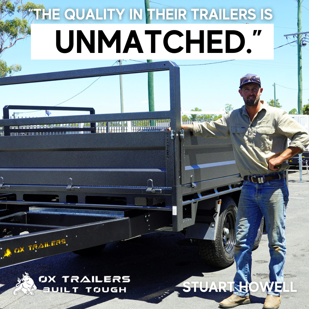 Tough tipper trailer for the construction industry, praised by customer Stuart Howell to have unmatched quality.