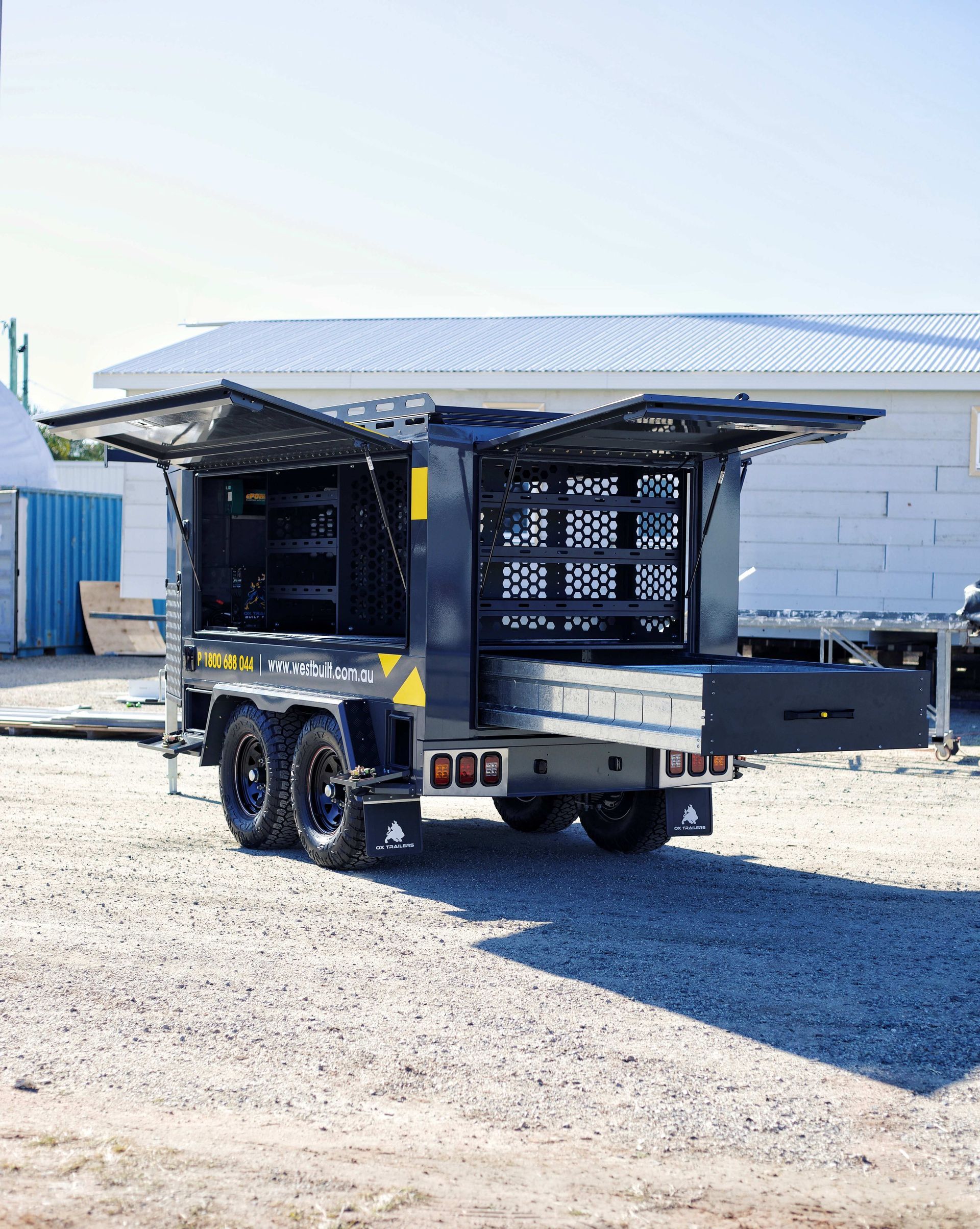 Builders Trailer Built Tough, Heavy Duty and Highly Durable. Australian Made Builders Trailer for construction sites. 
Construction Trailer Built Tough