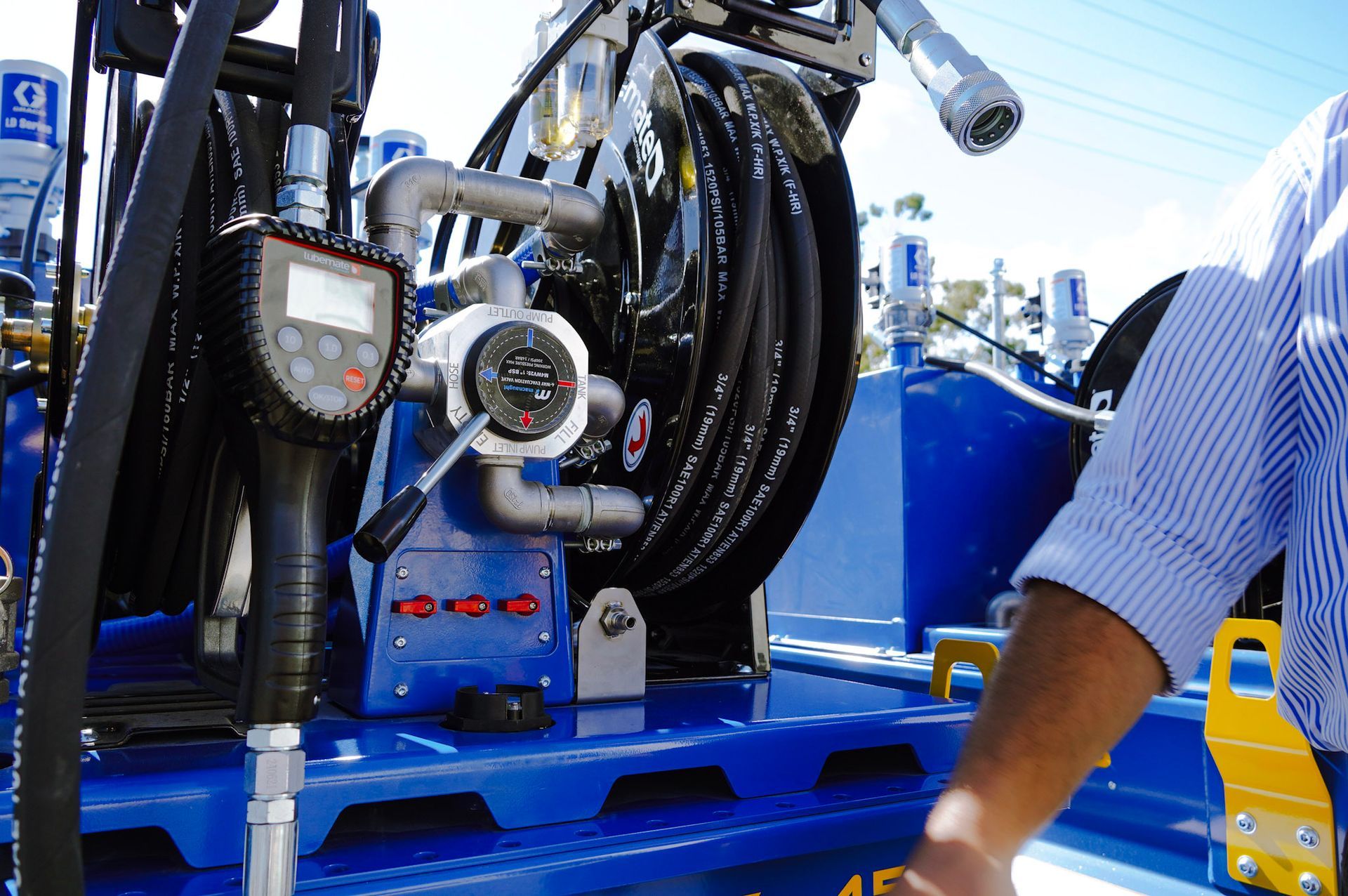 4 point controls of the australian made, customisable, self-bunded lube station by ox trailers.