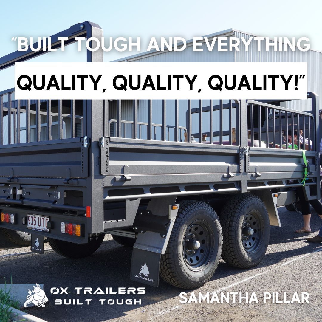 3.5t rear tipper ox trailer with cage sides, described as built tough and quality by customer sam pillar.