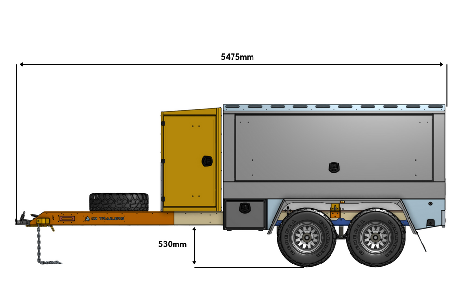 the total length of the builder trailer and height from the ground.