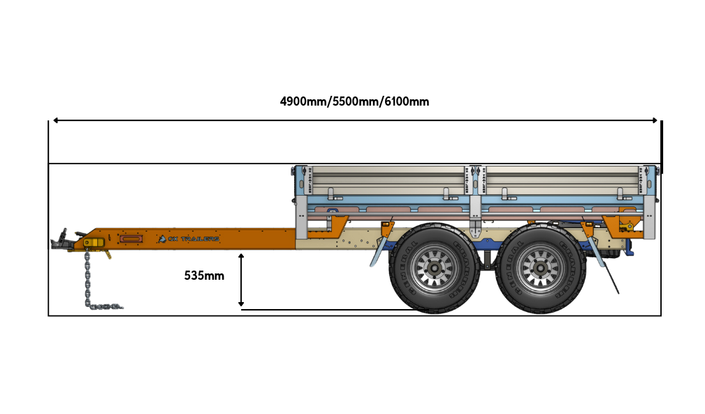 the possible lengths of an ox tipper trailer
