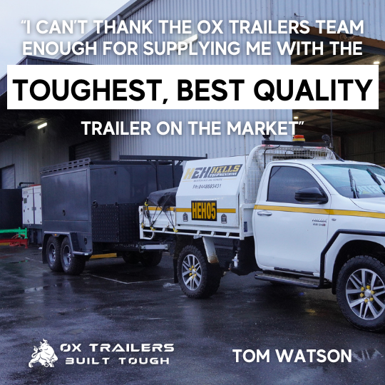 Heavy duty Service Trailer for mechanical services company by ox trailers, praised as the toughest trailer on the market by customer tom watson.