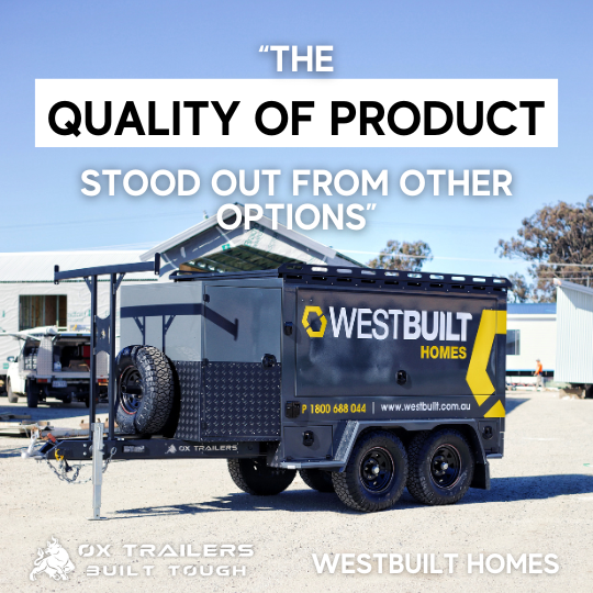 3.5t custom builders trailer for off-roading, westbuilt homes praises ox trailers for their quality of product