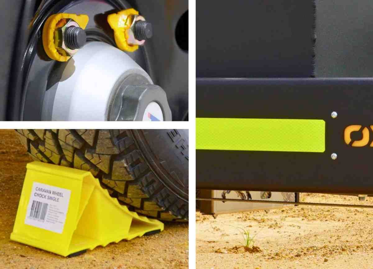 Wheel chock set for heavy duty trailer