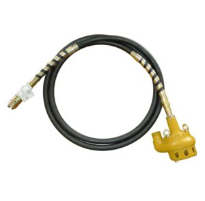 A black hose with a yellow hose attached to it