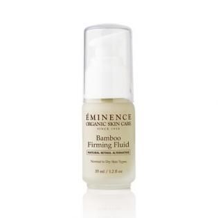 Eminence Organic Skin Care Bamboo Firming Fluid bottle with white cap on a white background