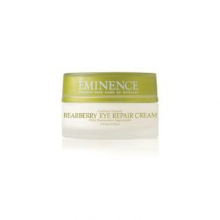 Eminence Bearberry Eye Repair Cream jar with green lid on white background