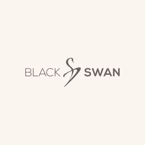 The black swan logo is on a white background.