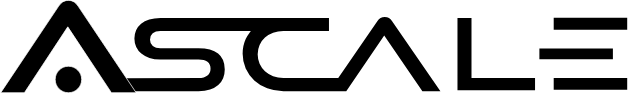 Logo ASCale nero con un’icona triangolare stilizzata sopra la A