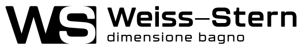 Logo Weiss-Stern con monogramma nero “WS”, nome del marchio in grigio e slogan “dimensione bagno”