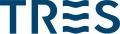 Logo blu TRES con righe orizzontali stilizzate nelle lettere