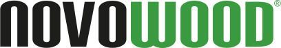 Logo Novowood con testo nero e verde su sfondo bianco