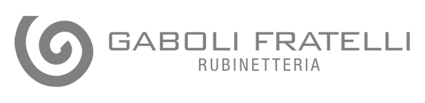 Logo Gaboli Fratelli Rubinetteria in grigio, con un’icona a spirale stilizzata e testo in maiuscolo