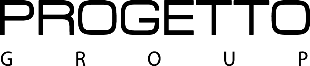 Logo di PROGETTO GROUP con testo nero su sfondo bianco