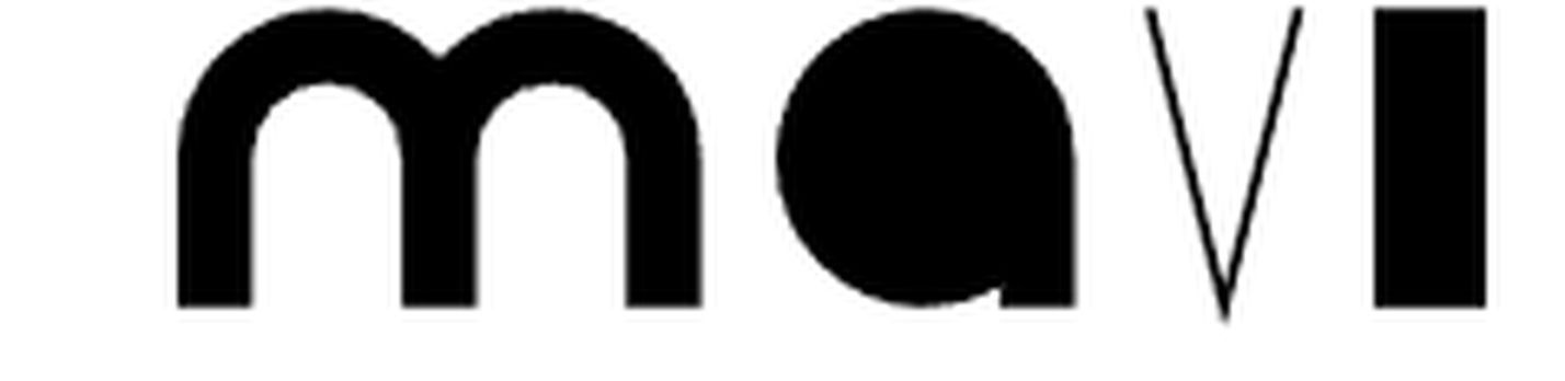 Logo stilizzato in bianco e nero con la scritta “mavi” su sfondo bianco