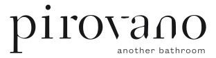 Logo Pirovano con lo slogan “another bathroom” su sfondo bianco