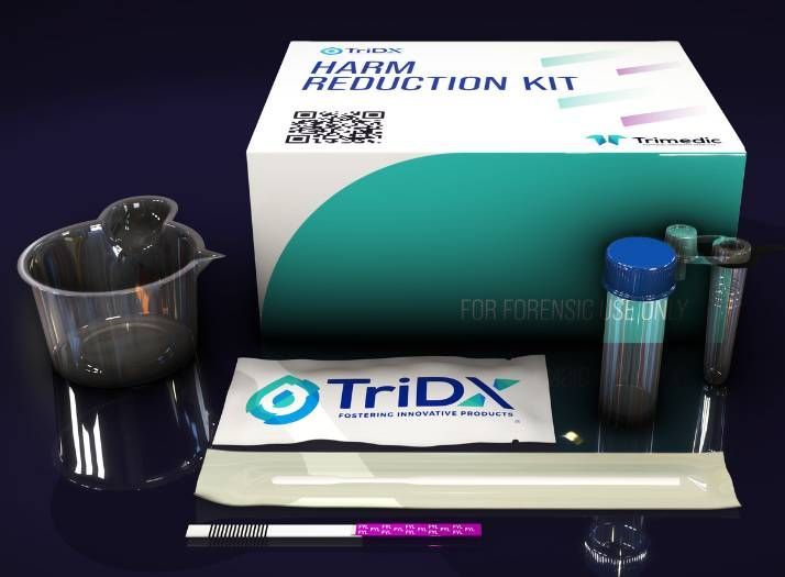 a box with a test kit inside of it .