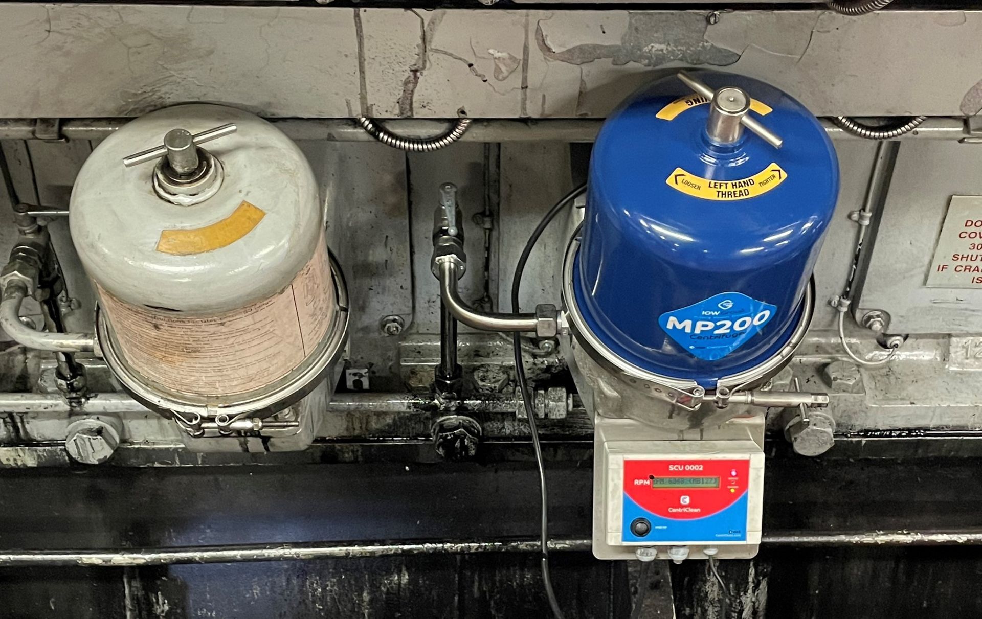 GF200 vs. MP200 Glacier GF200 and IOW MP200 Centrifuges mounted side-by-side onto a Wartsila diesel engine