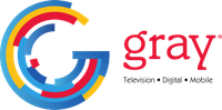 The Gray Television logo, featuring a circular, multicolored abstract