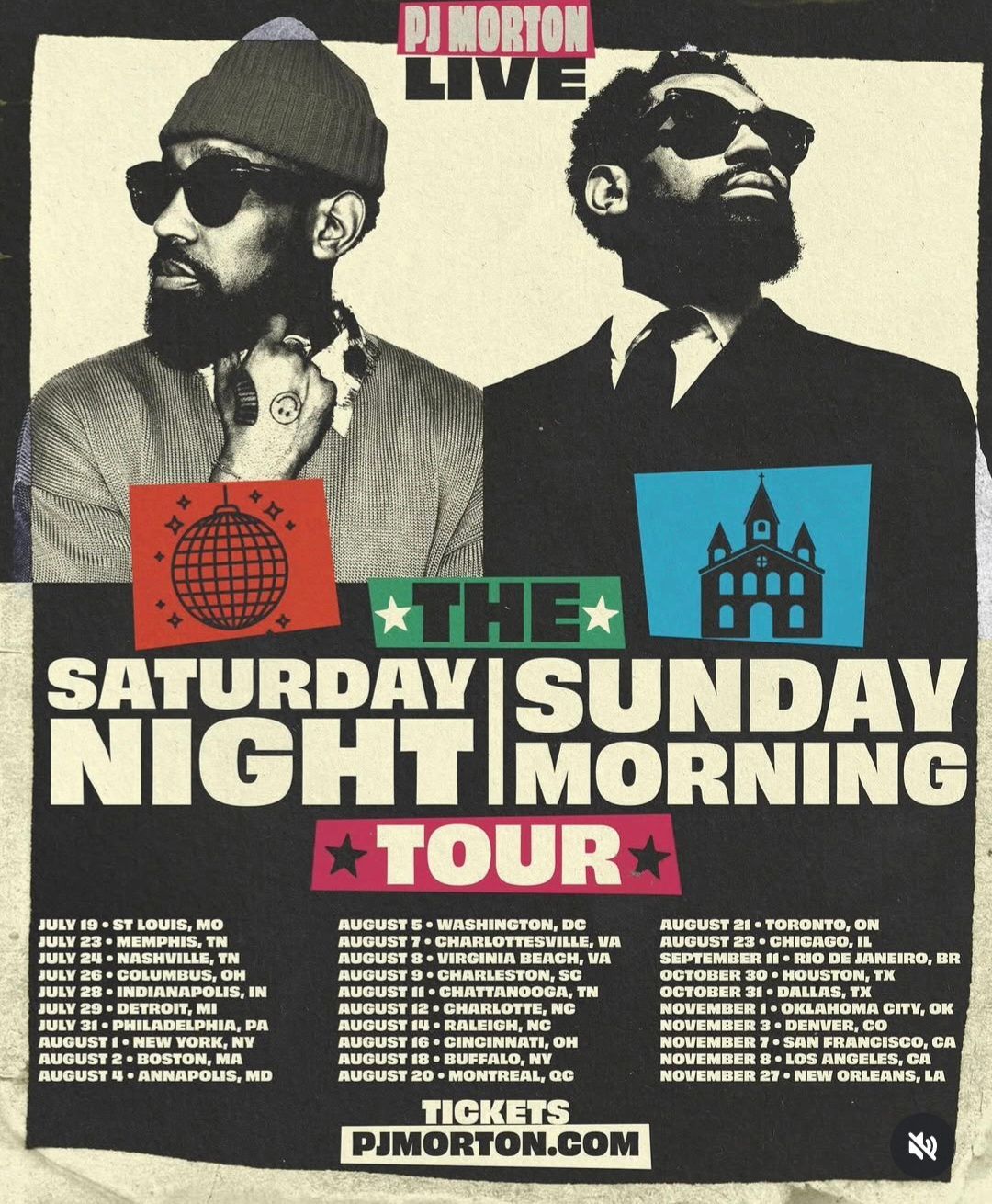 Poster for DJ Jortron Live “The Saturday Sunday Monday Tour” with two stylized black-and-white portraits and tour dates