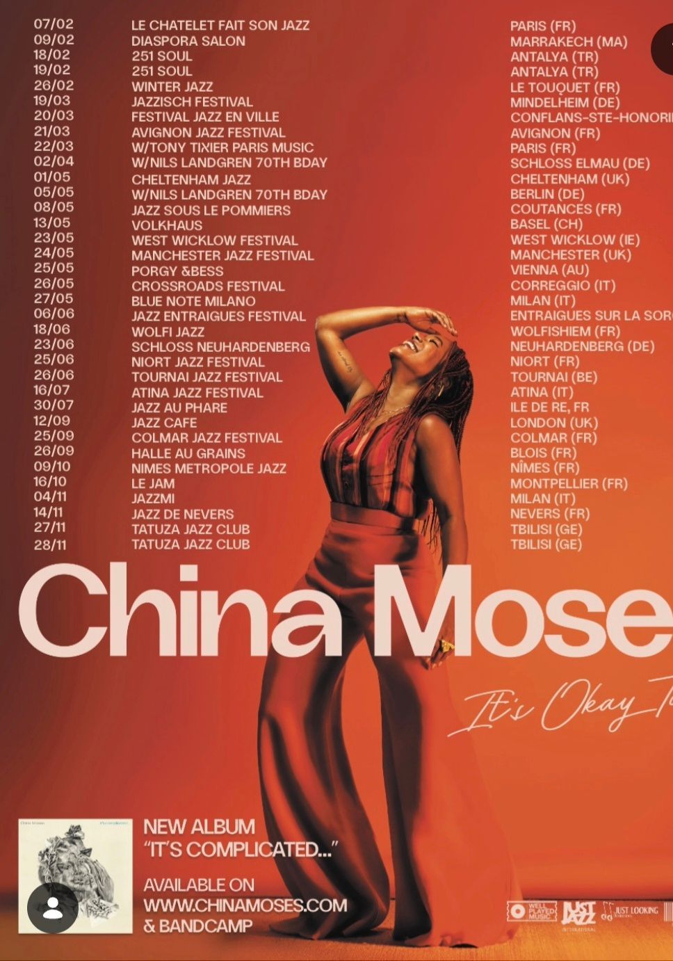 Red album cover for China Moses, showing her in a red dress with track lists and title text.