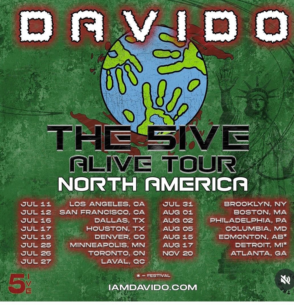 DAVE Matthews Band “The Sive Alive Tour” North America poster with globe hands on green background