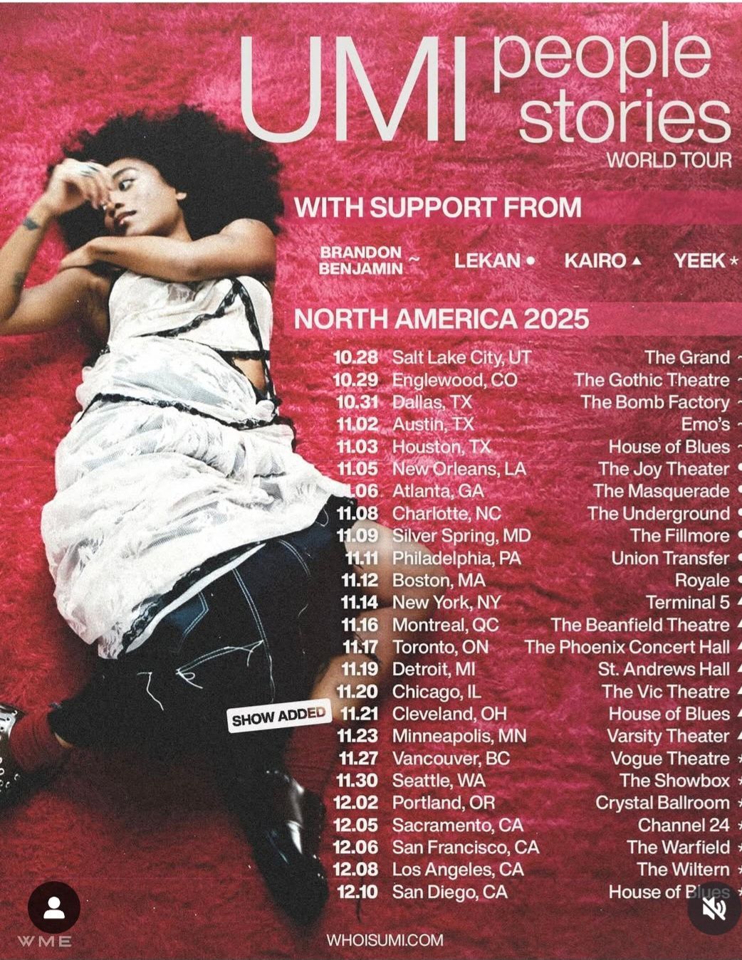 Magazine cover with a person reclining on a red background, titled “UMI people stories.”