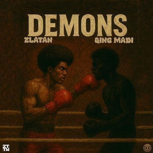 Boxing poster with two fighters facing off, titled “DEMONS” in bold text.