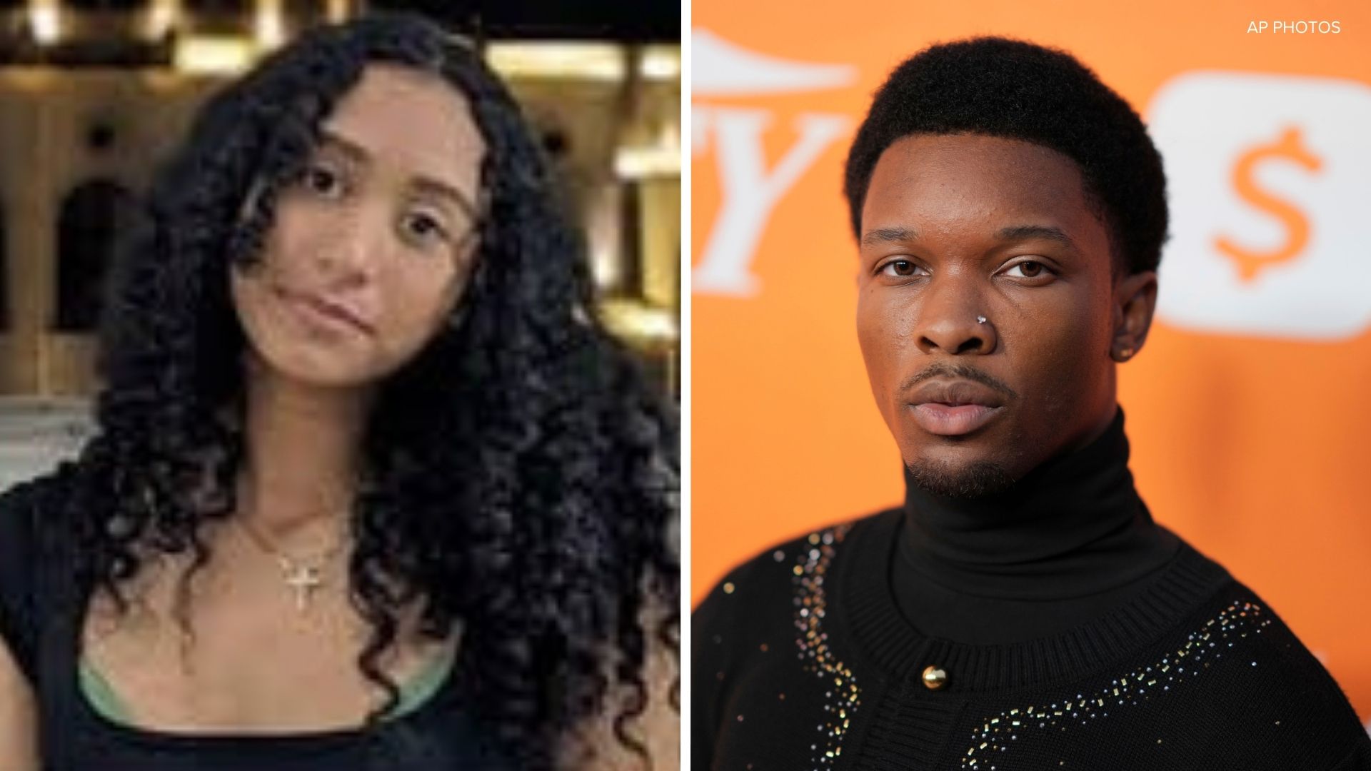 Two portrait headshots side by side: a curly-haired person in a black top and a man in a black turtleneck.