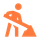 Une icône orange représentant un homme tenant une pelle.
