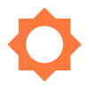 Une étoile orange avec un cercle blanc au milieu.
