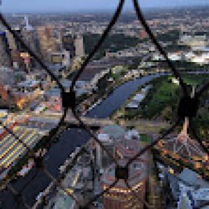 Picture shows a view from the top of the Melbourne Skydeck looking down over Melbourne City.