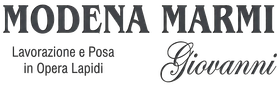 Logo for “MODENA MARMI Giovanni” with “Lavorazione e Posa in Opera Lapidi” on a white background