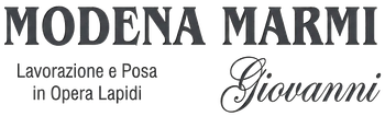 Logo for “MODENA MARMI Giovanni” with “Lavorazione e Posa in Opera Lapidi” on a white background