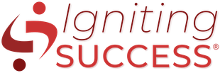 The logo for igniting success is red and white.
